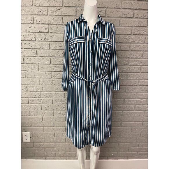 Mlle Gabrielle Striped Stretch Shirt Dress Size S - Picture 1 of 10